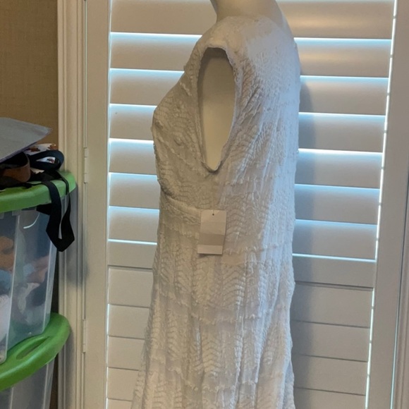 White Pleated Strapless Sheath Maxi Dress - Picture 9 of 14